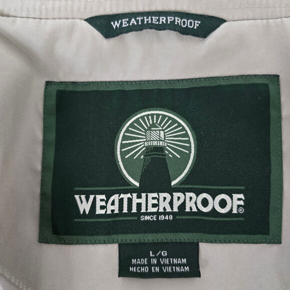 Weatherproof Microfiber Bomber Golf Jacket Men L Full zip Lined Pockets Khaki - Picture 9 of 12